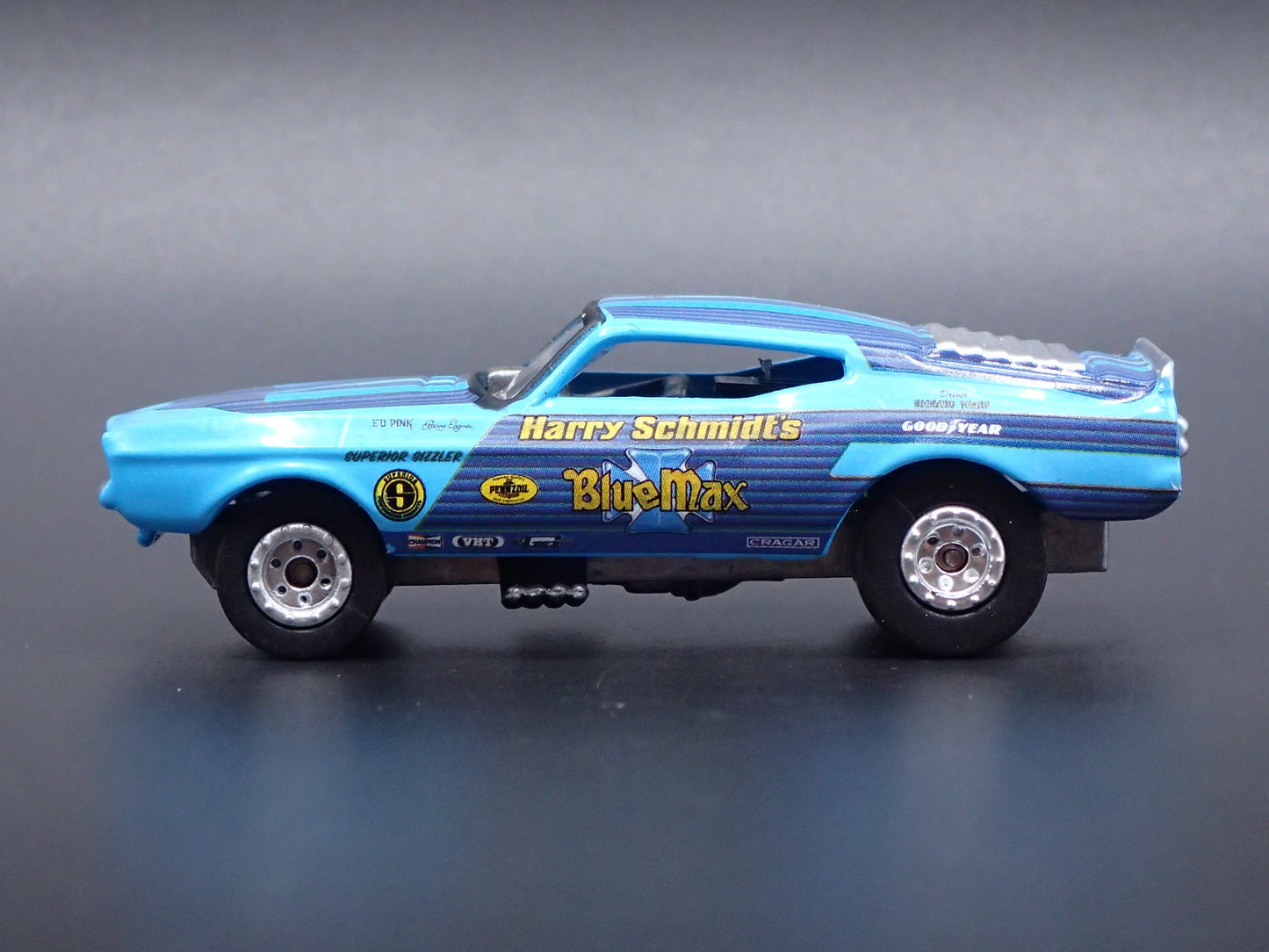 1972 72 FORD MUSTANG MACH 1 BLUE MAX FUNNY CAR NHRA 1/64 SCALE DIECAST MODEL CAR