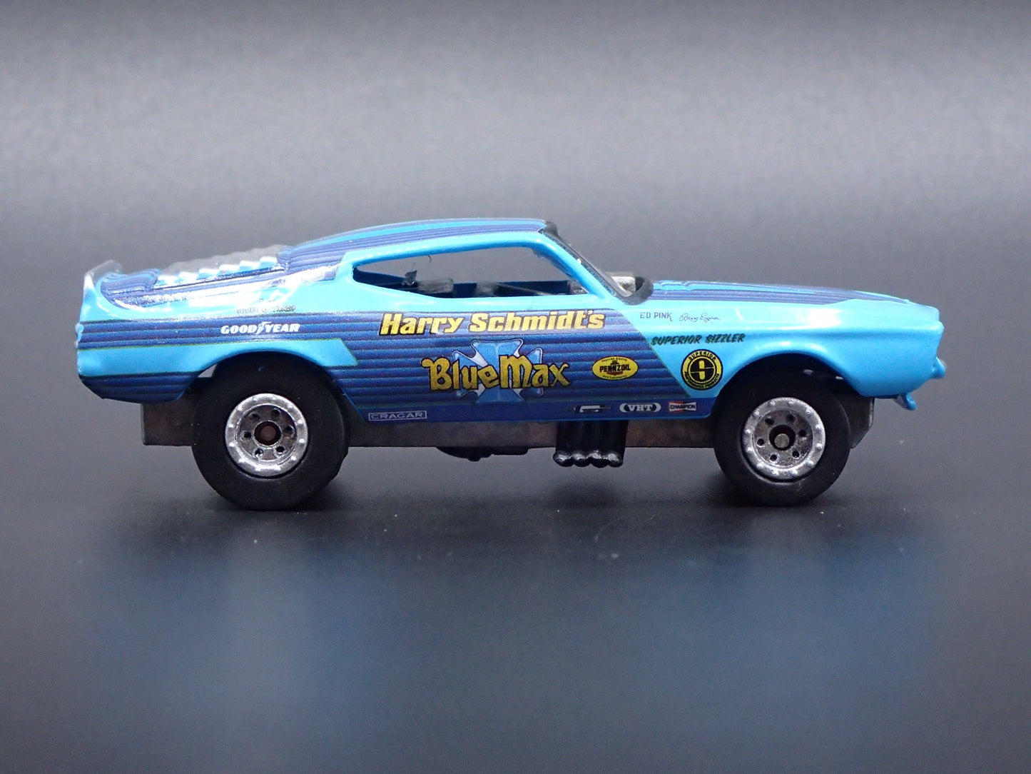 1972 72 FORD MUSTANG MACH 1 BLUE MAX FUNNY CAR NHRA 1/64 SCALE DIECAST MODEL CAR