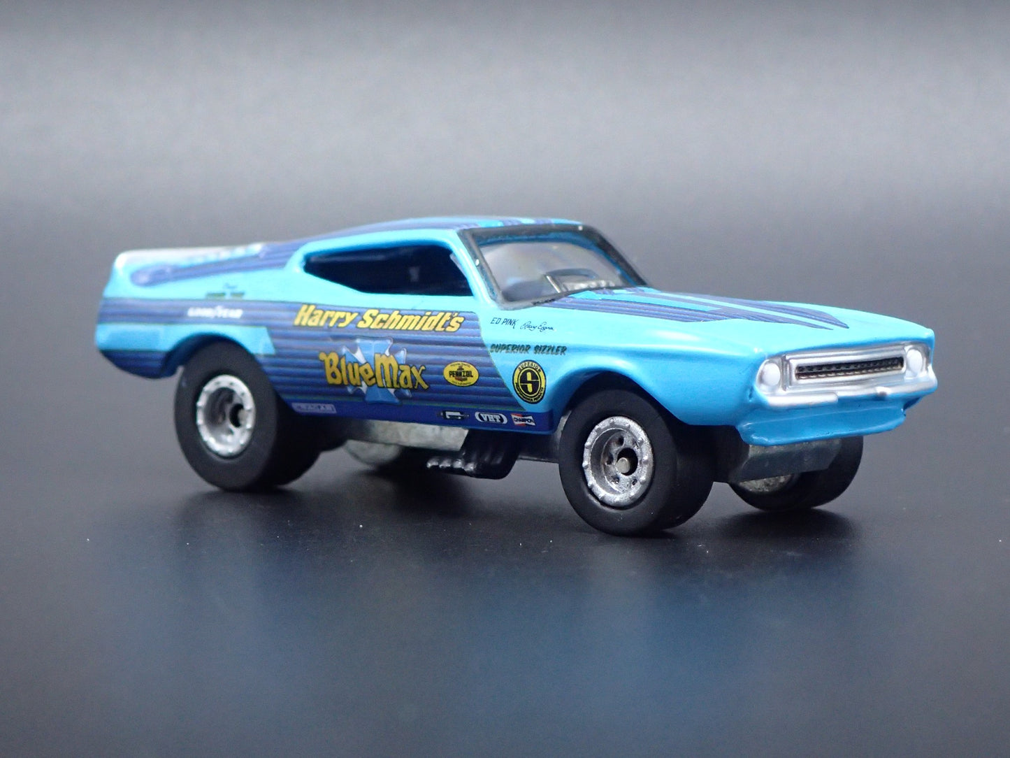 1972 72 FORD MUSTANG MACH 1 BLUE MAX FUNNY CAR NHRA 1/64 SCALE DIECAST MODEL CAR