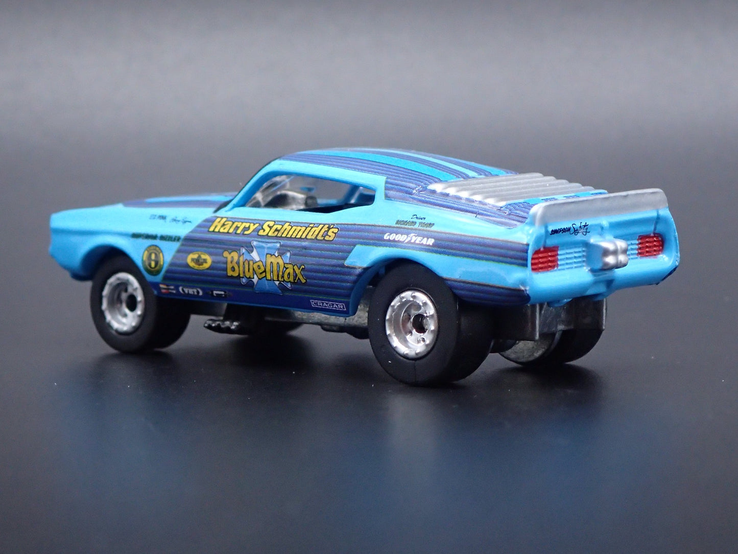 1972 72 FORD MUSTANG MACH 1 BLUE MAX FUNNY CAR NHRA 1/64 SCALE DIECAST MODEL CAR