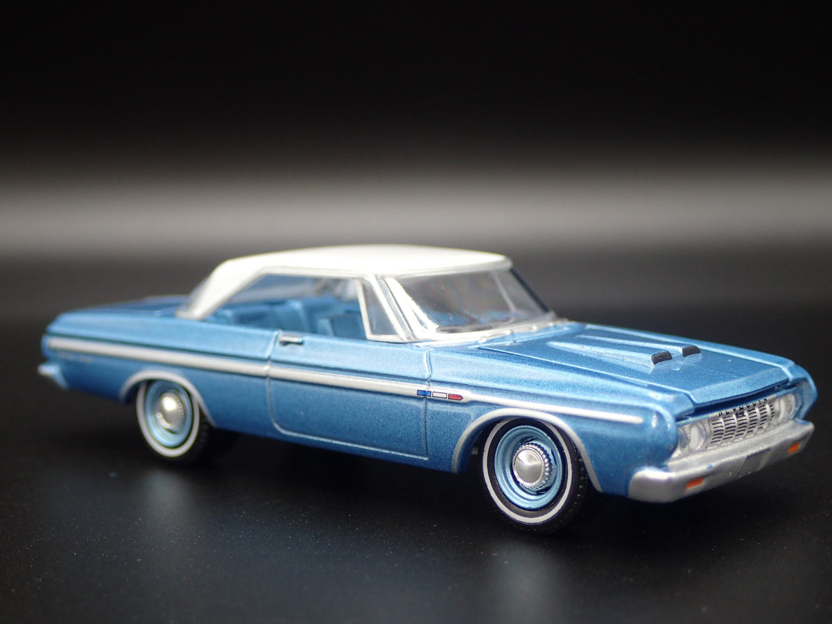 1964 64 PLYMOUTH SPORT FURY 426 MAX WEDGE 1:64 SCALE DIORAMA DIECAST MODEL CAR-Burning Rubber Toy Company