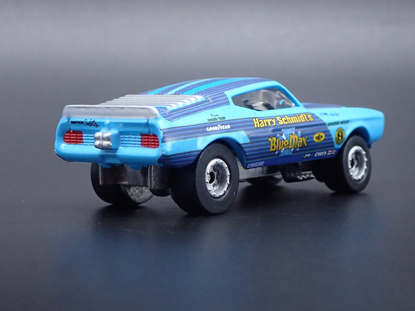1972 72 FORD MUSTANG MACH 1 BLUE MAX FUNNY CAR NHRA 1/64 SCALE DIECAST MODEL CAR