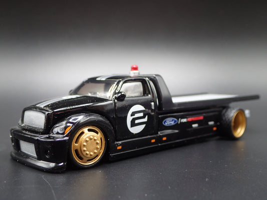 MODERN CUSTOM FLATBED CAR HAULER FORD BLACK 1:64 SCALE DIORAMA DIECAST MODEL CAR