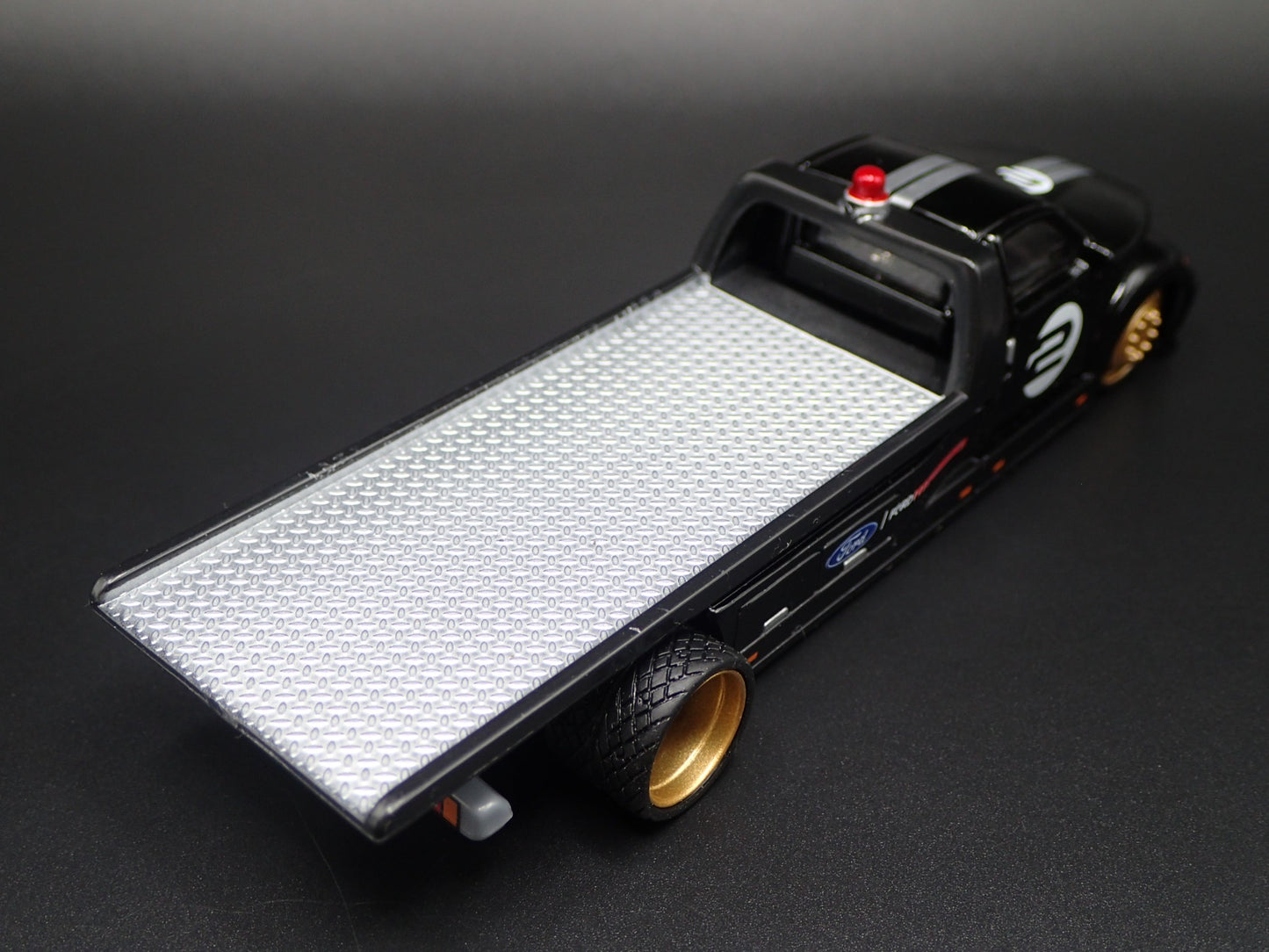 MODERN CUSTOM FLATBED CAR HAULER FORD BLACK 1:64 SCALE DIORAMA DIECAST MODEL CAR