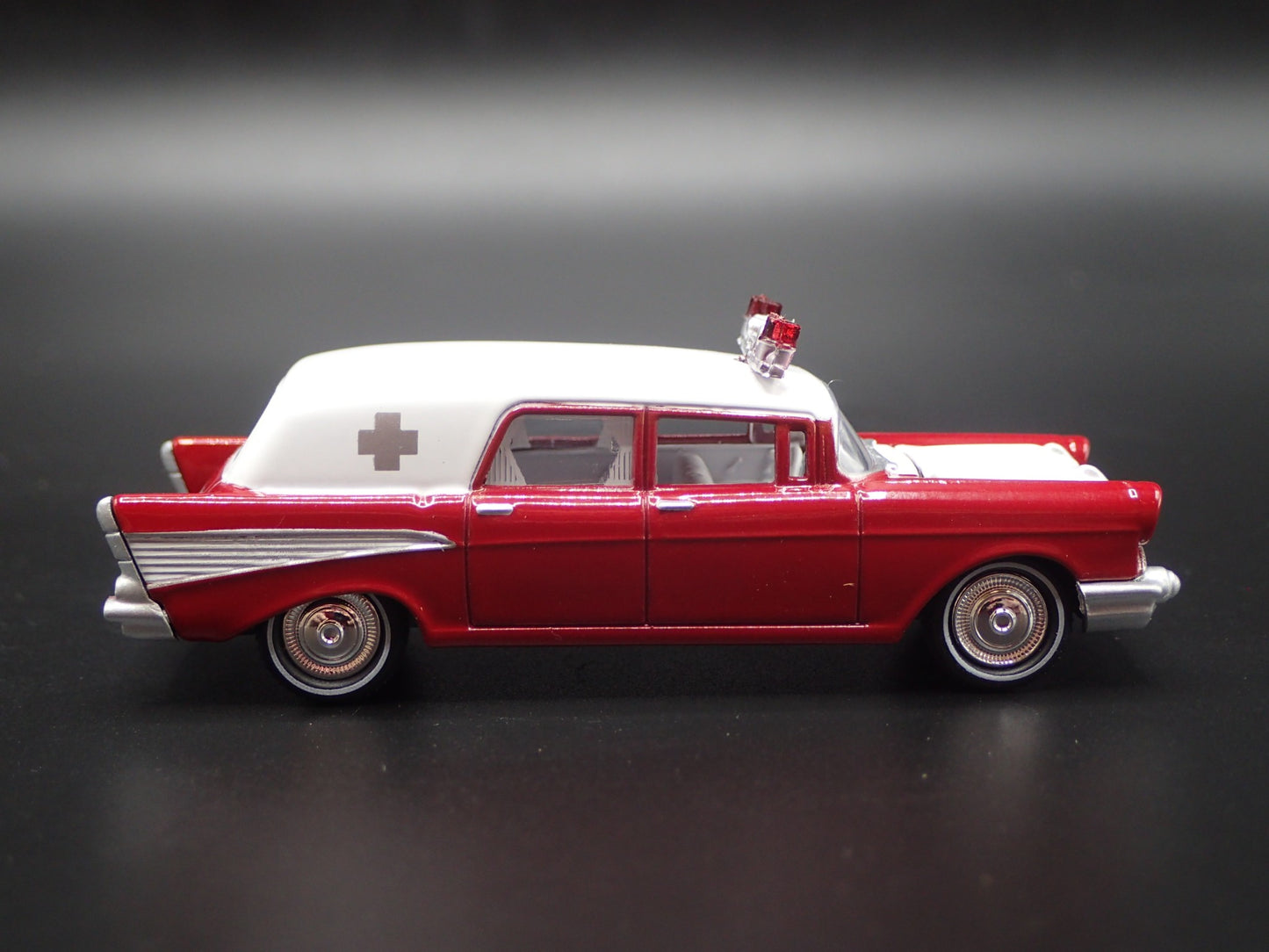 1957 57 CHEVY CHEVROLET HEARSE AMBULANCE 1:64 SCALE DIORAMA DIECAST MODEL CAR