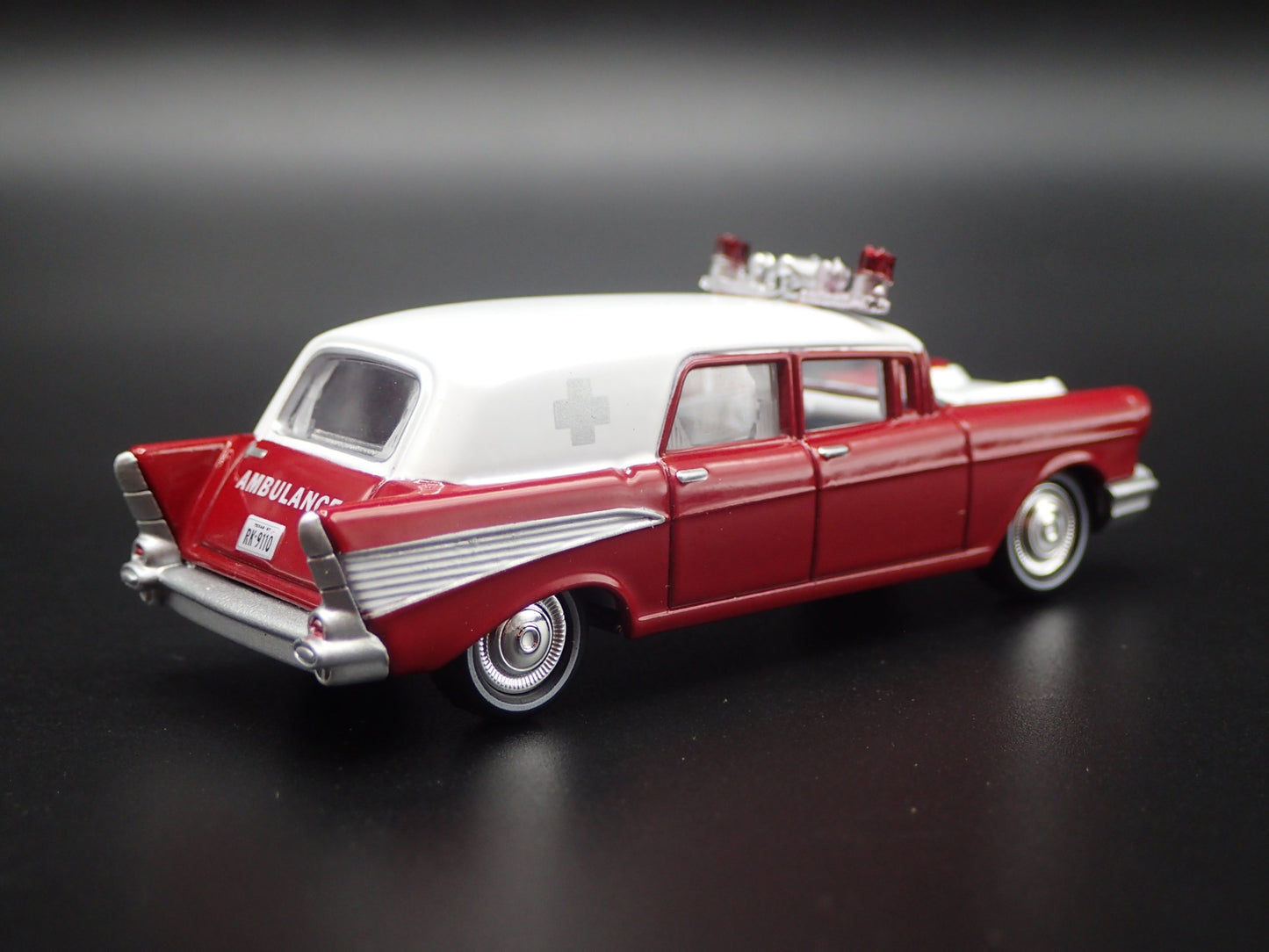 1957 57 CHEVY CHEVROLET HEARSE AMBULANCE 1:64 SCALE DIORAMA DIECAST MODEL CAR