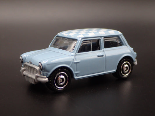 1959-1967 AUSTIN MINI COOPER MARK I BLUE 1:64 SCALE DIORAMA DIECAST MODEL CAR