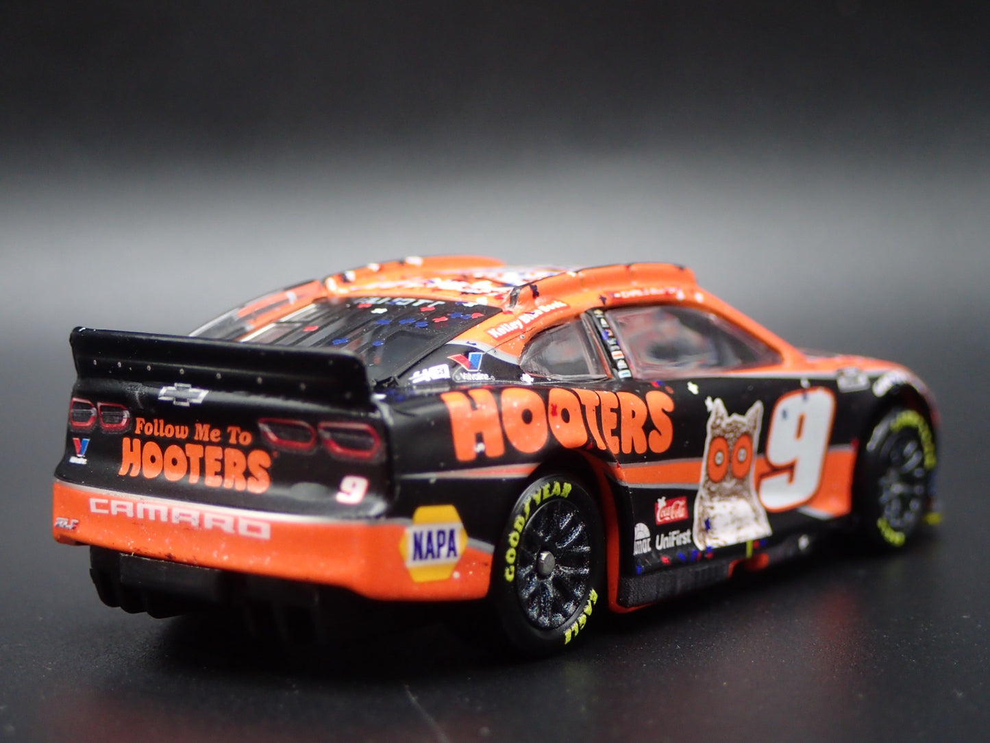 2024 CHEVY CAMARO ZL1 #9 CHASE ELLIOTT HOOTERS WIN NASCAR 1:64 SCALE DIECAST CAR