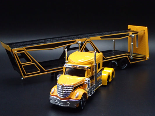 INTERNATIONAL LONESTAR & CAR TRANSPORTER HAULER TRAILER 1:64 SCALE DIECAST MODEL