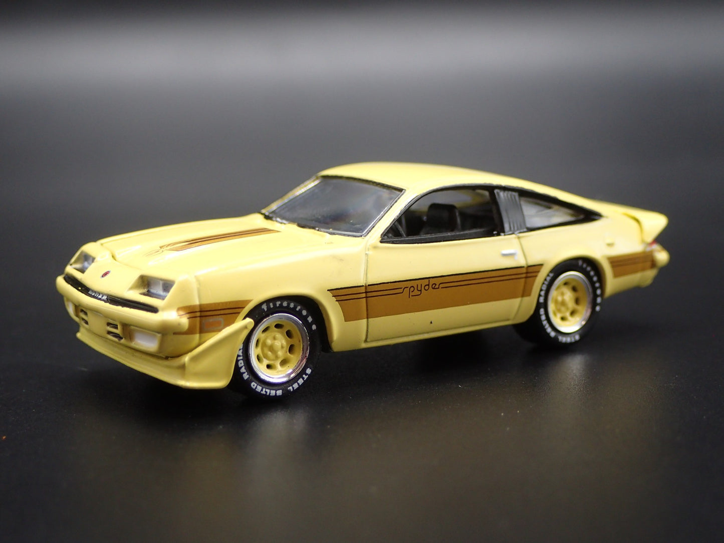 1980 80 CHEVY CHEVROLET MONZA SPYDER YELLOW 1/64 SCALE DIORAMA DIECAST MODEL CAR
