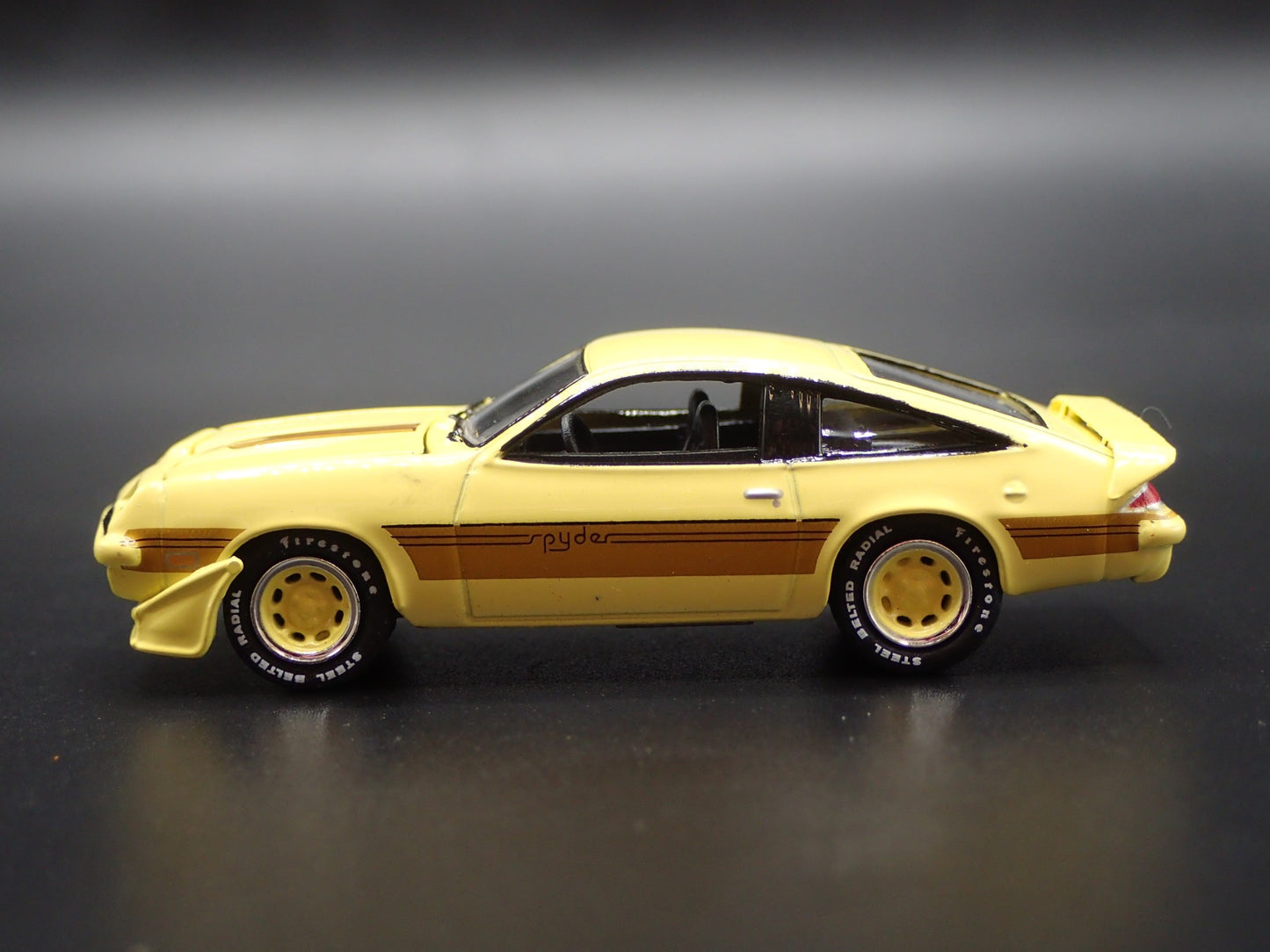 1980 80 CHEVY CHEVROLET MONZA SPYDER YELLOW 1/64 SCALE DIORAMA DIECAST MODEL CAR