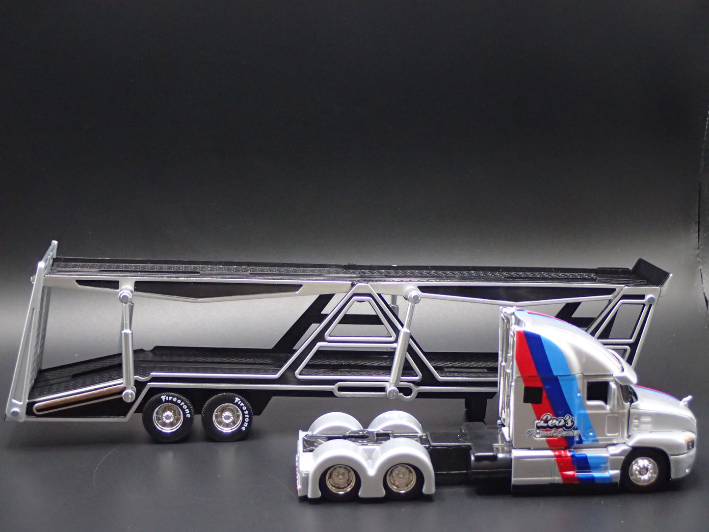 MACK ANTHEM RIG & CAR TRANSPORTER HAULER TRAILER SILVER 1:64 SCALE DIECAST MODEL