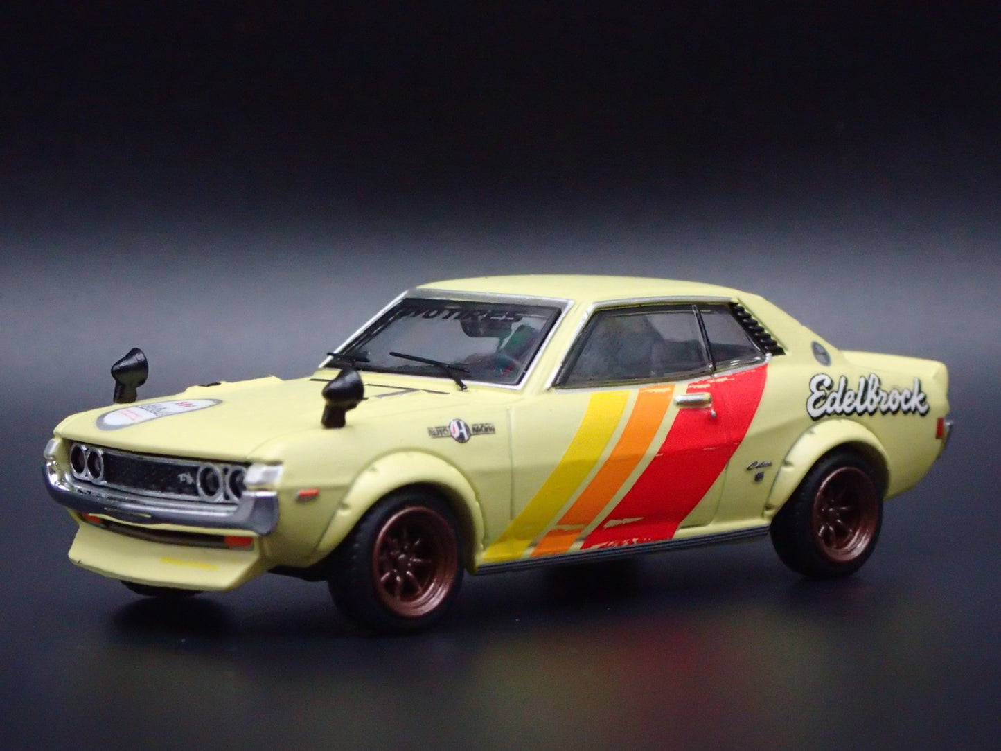 1970 TOYOTA CELICA 1600GTV TA22 EDELBROCK 1:64 SCALE DIORAMA DIECAST MODEL CAR