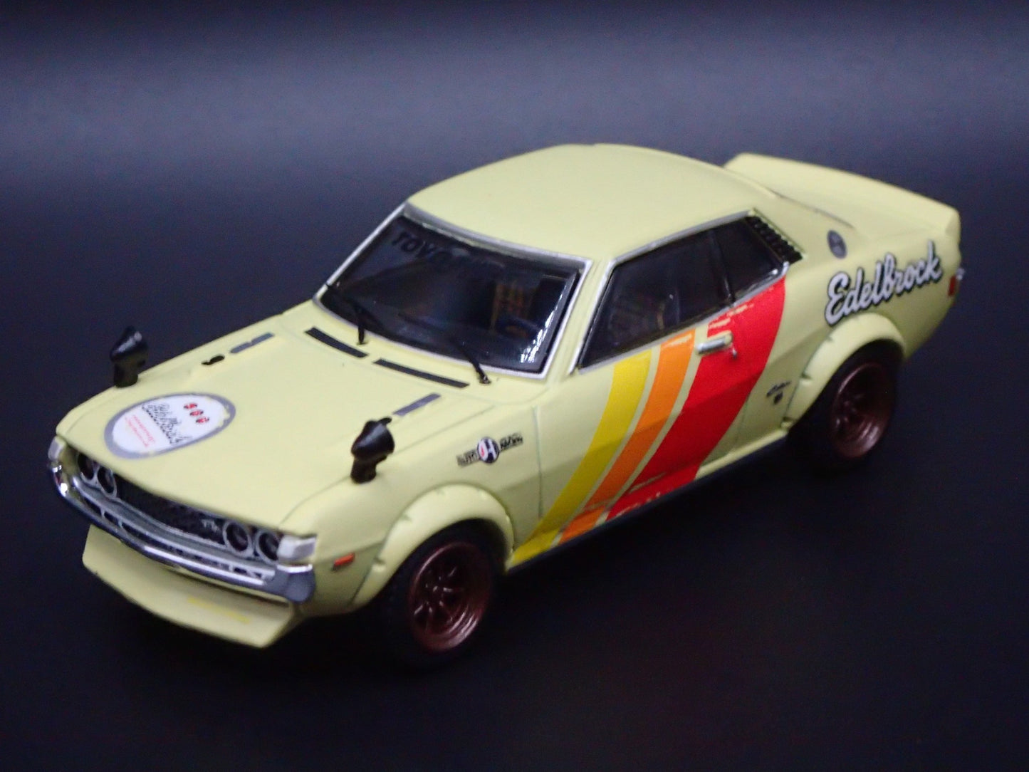 1970 TOYOTA CELICA 1600GTV TA22 EDELBROCK 1:64 SCALE DIORAMA DIECAST MODEL CAR