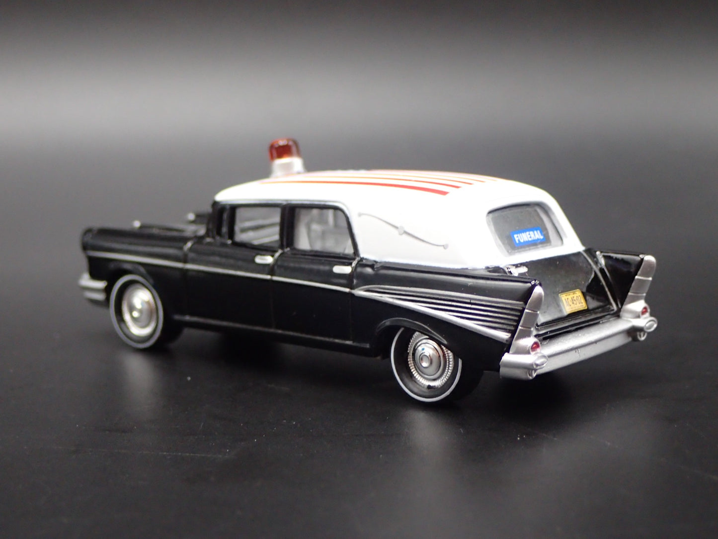 1957 CHEVY CHEVROLET HEARSE PATRIOTIC USA SERVICE MEMBER 1:64 SCALE DIECAST CAR