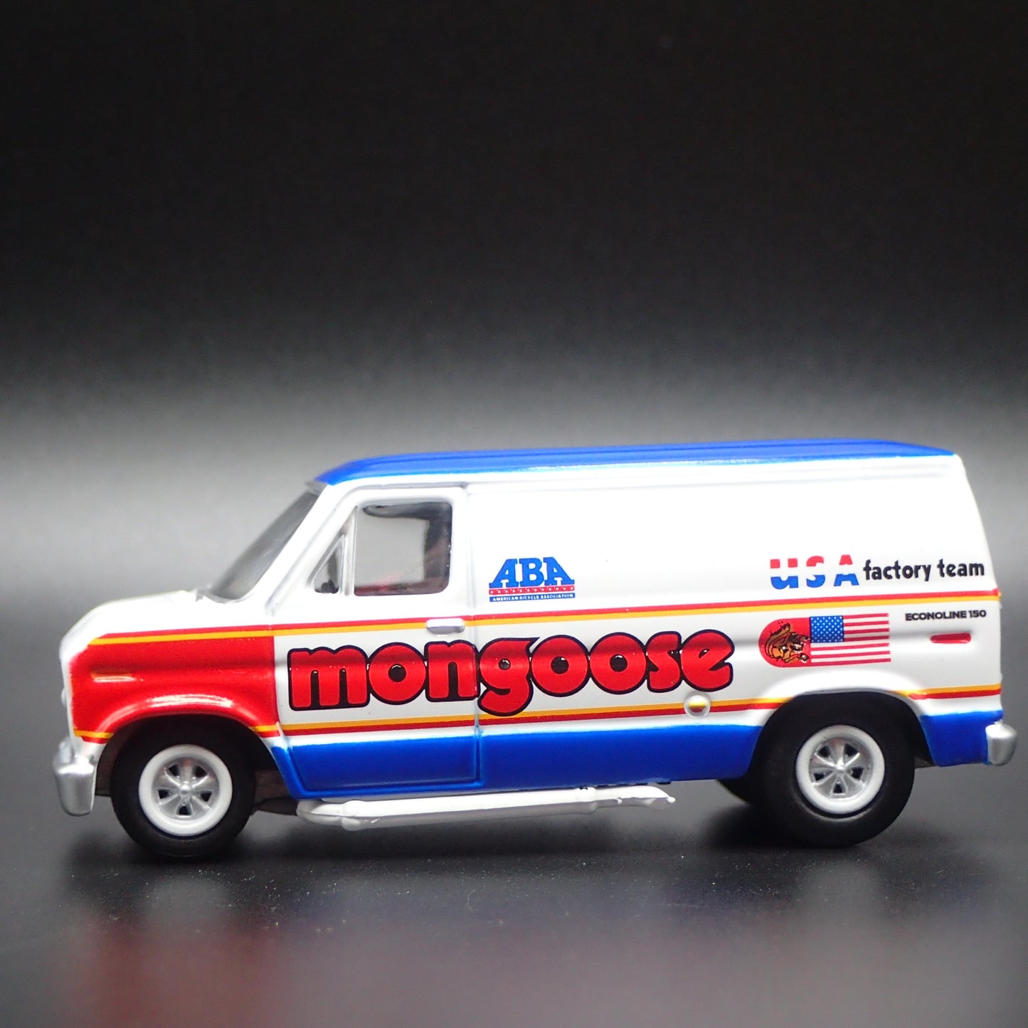 1975-1991 FORD ECONOLINE VAN MONGOOSE USA TEAM 1:64 SCALE DIECAST MODEL CAR