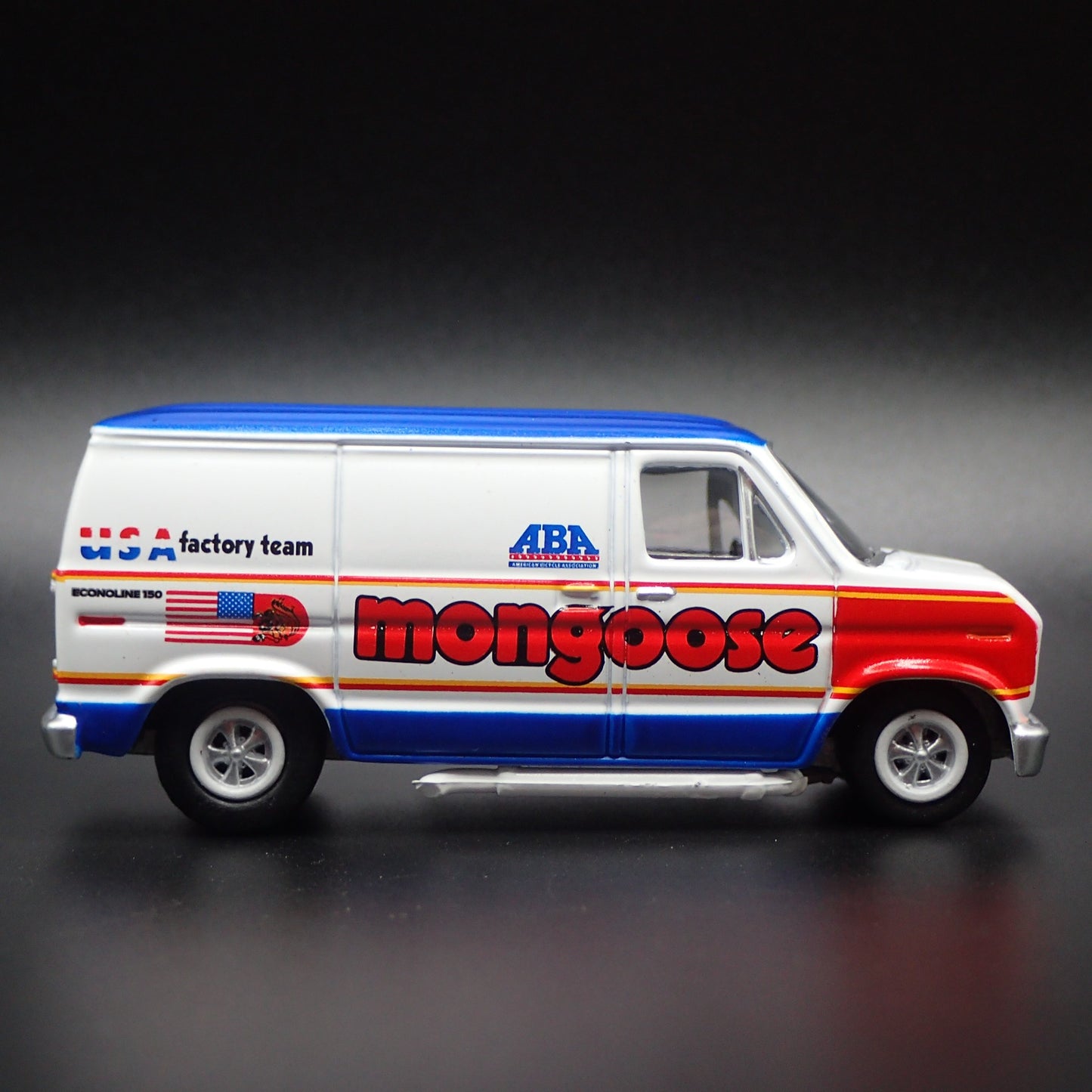 1975-1991 FORD ECONOLINE VAN MONGOOSE USA TEAM 1:64 SCALE DIECAST MODEL CAR