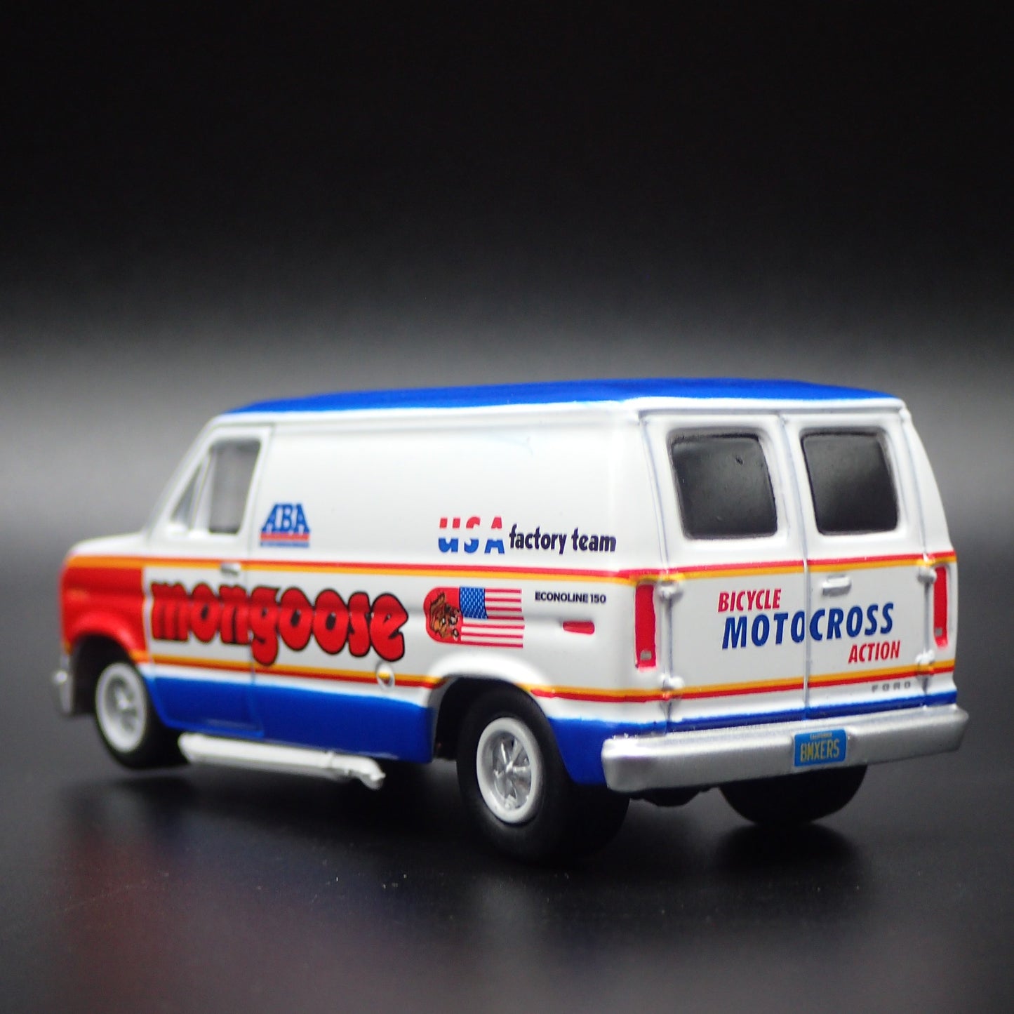 1975-1991 FORD ECONOLINE VAN MONGOOSE USA TEAM 1:64 SCALE DIECAST MODEL CAR