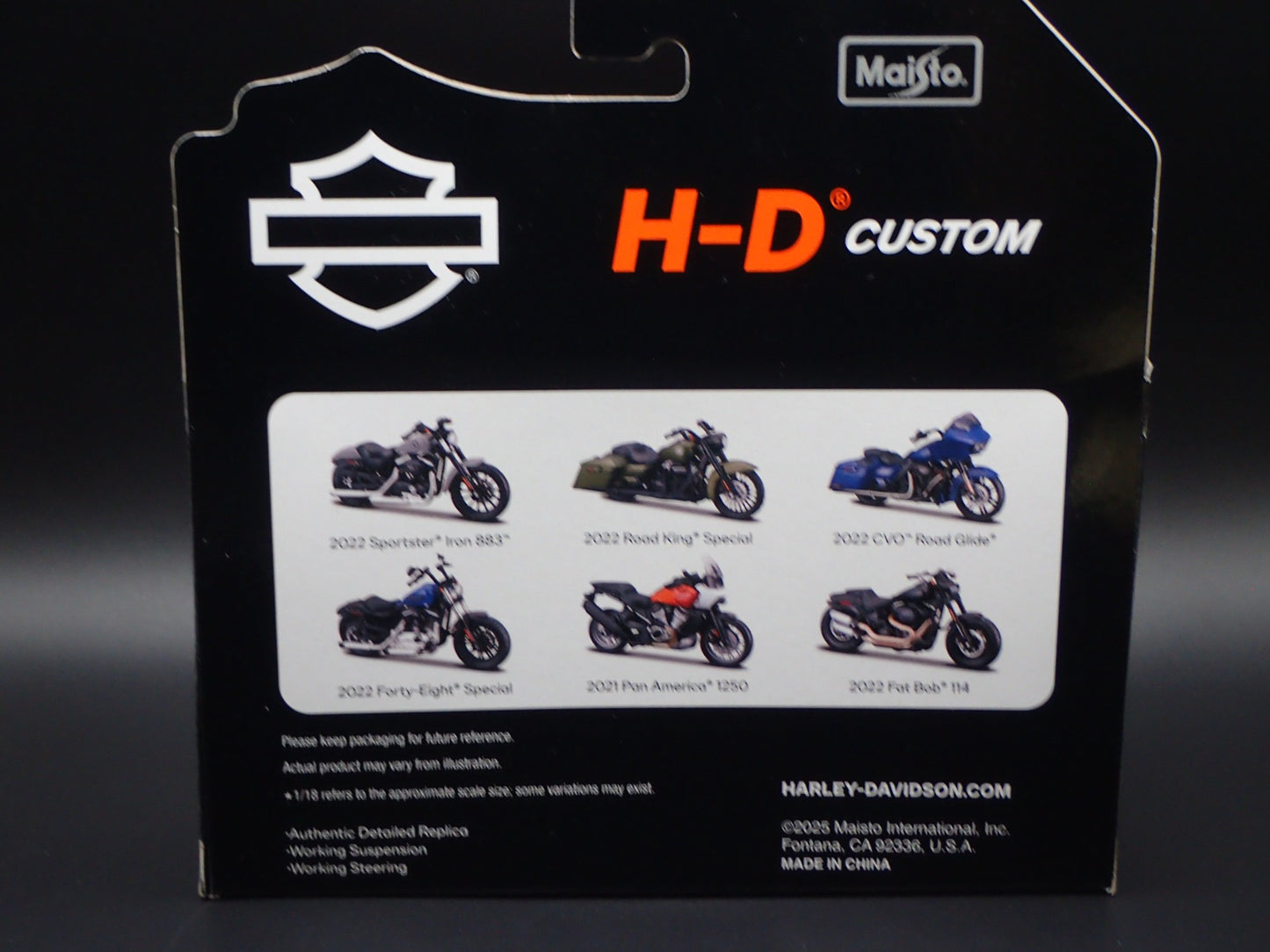 2022 SPORTSTER IRON 883 HARLEY DAVIDSON MOTORCYCLE MAISTO SERIES 43 1/18 MODEL