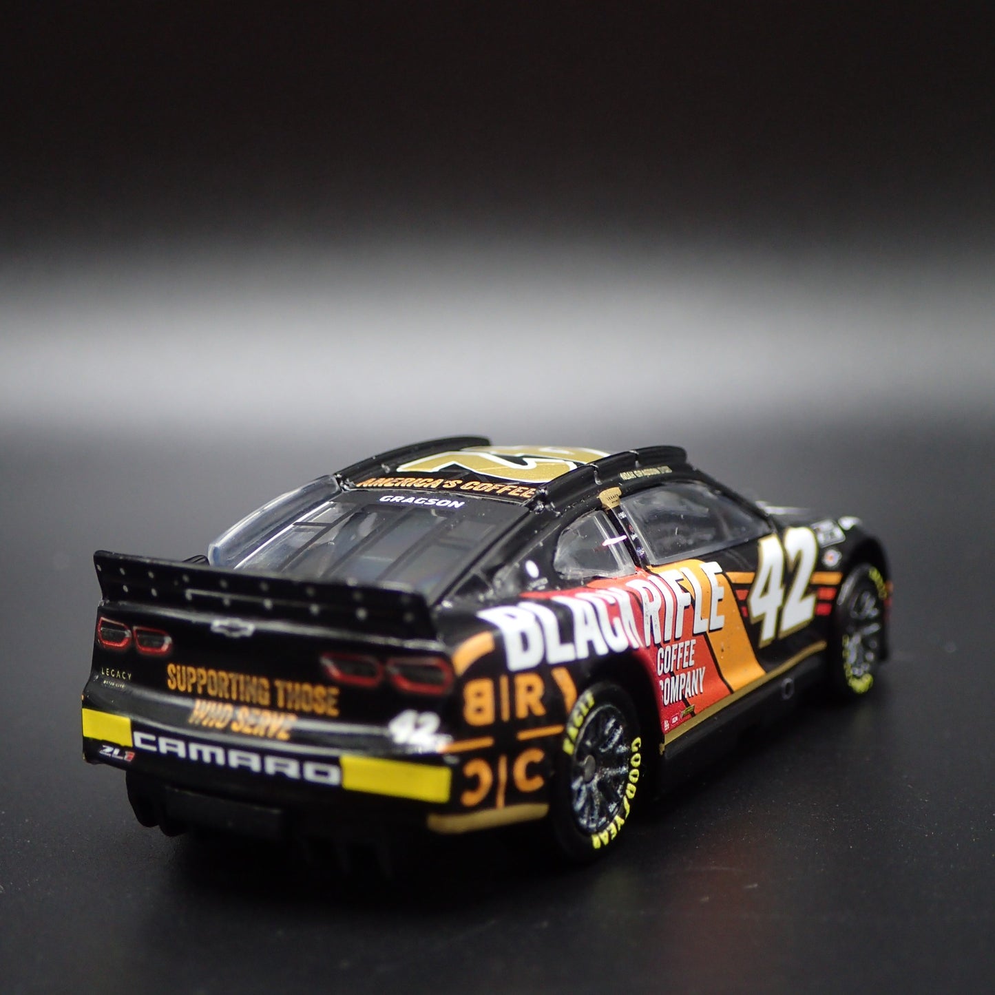 2023 CHEVY CAMARO ZL1 42 NOAH GRAGSON BLACK RIFLE COFFEE NASCAR 1:64 DIECAST CAR