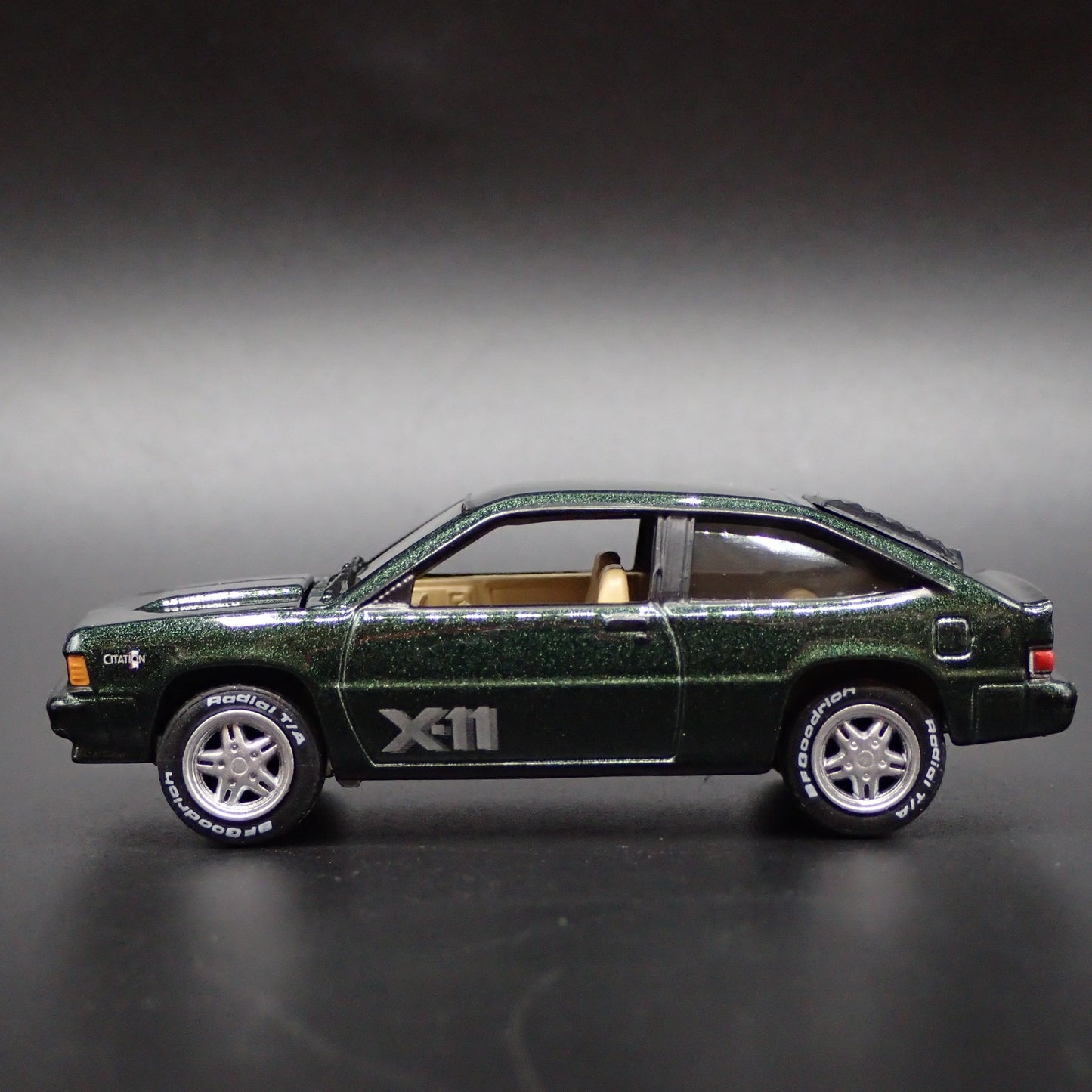 1981 81 CHEVY CHEVROLET CITATION X-11 GREEN 1:64 SCALE DIORAMA DIECAST MODEL CAR
