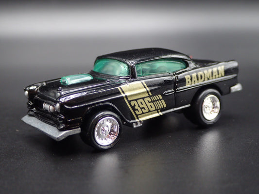 1955 55 CHEVY CHEVROLET BELAIR BAD MAN NHRA 1:64 SCALE DIORAMA DIECAST MODEL CAR-Burning Rubber Toy Company