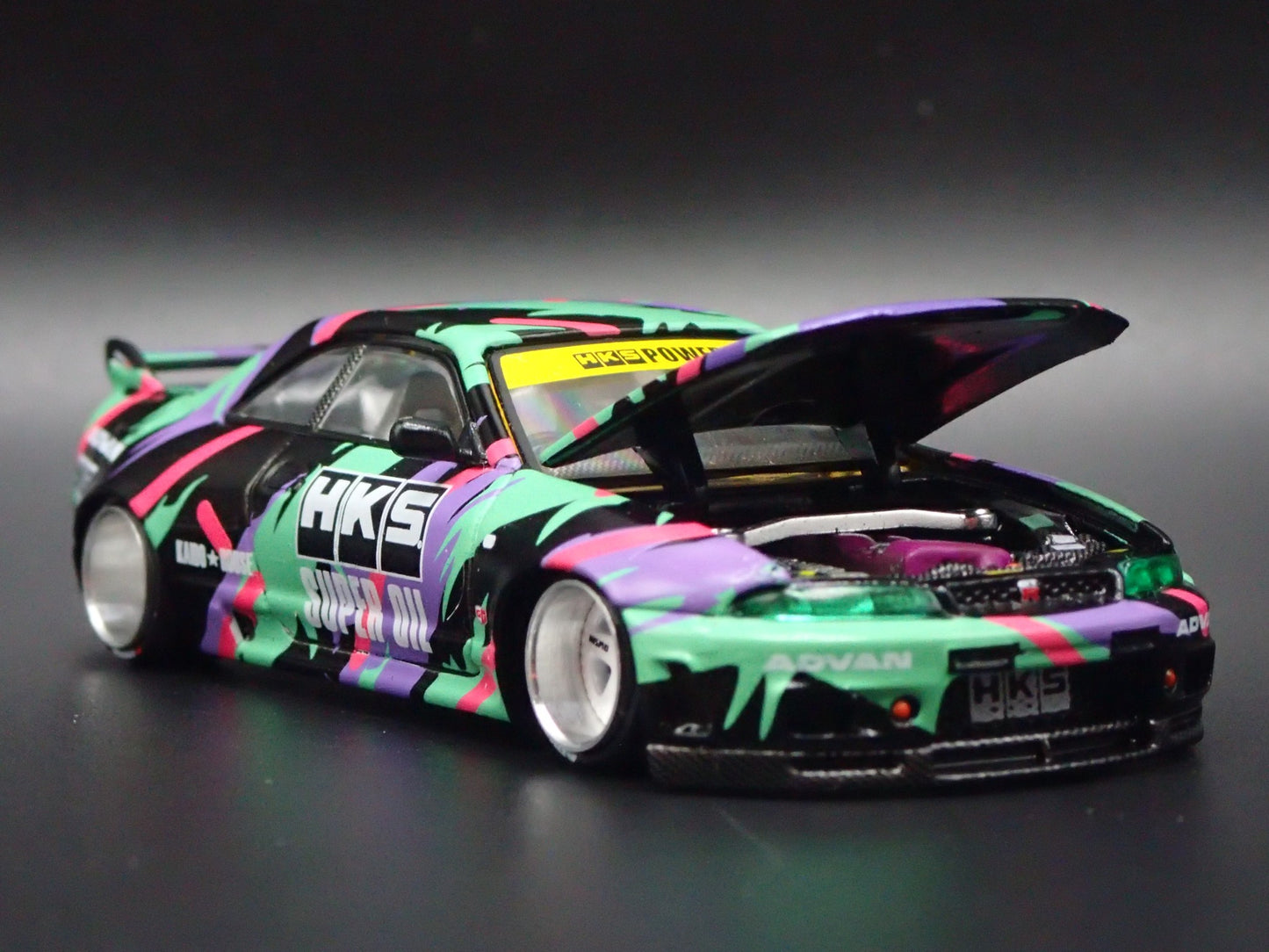 1993-1998 NISSAN SKYLINE GTR R33 HKS V1 KAIDO HOUSE 1:64 SCALE DIECAST MODEL CAR