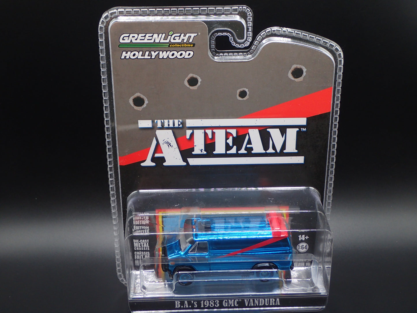 2025 GREENLIGHT GREEN MACHINE BLUE CHROME CHASE B.A 1983 GMC VANDURA A-TEAM VAN