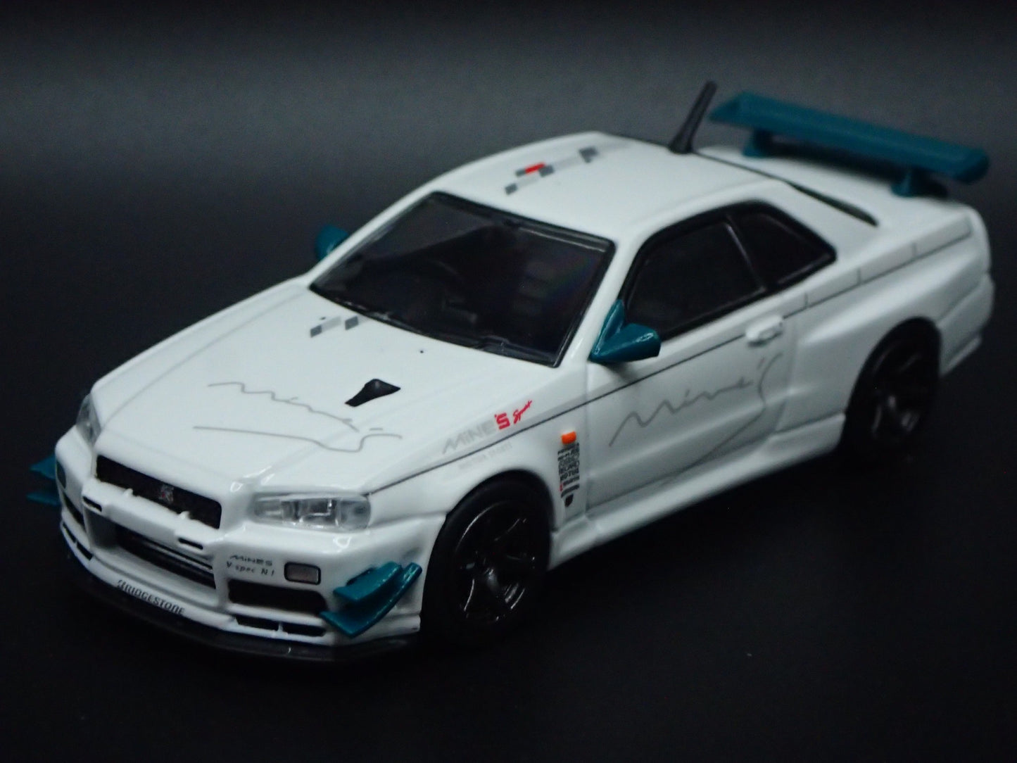 1999-2002 NISSAN SKYLINE GTR R34 VSPEC N1 TUNED BY MINES 1:64 DIECAST MODEL CAR