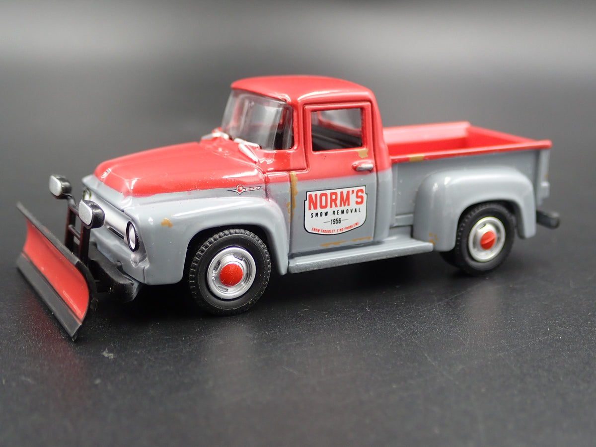 1956 56 FORD F100 PICKUP TRUCK SNOW PLOW RARE 1:64 SCALE DIECAST MODEL CAR-Burning Rubber Toy Company