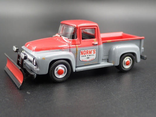 1956 56 FORD F100 PICKUP TRUCK SNOW PLOW RARE 1:64 SCALE DIECAST MODEL CAR-Burning Rubber Toy Company