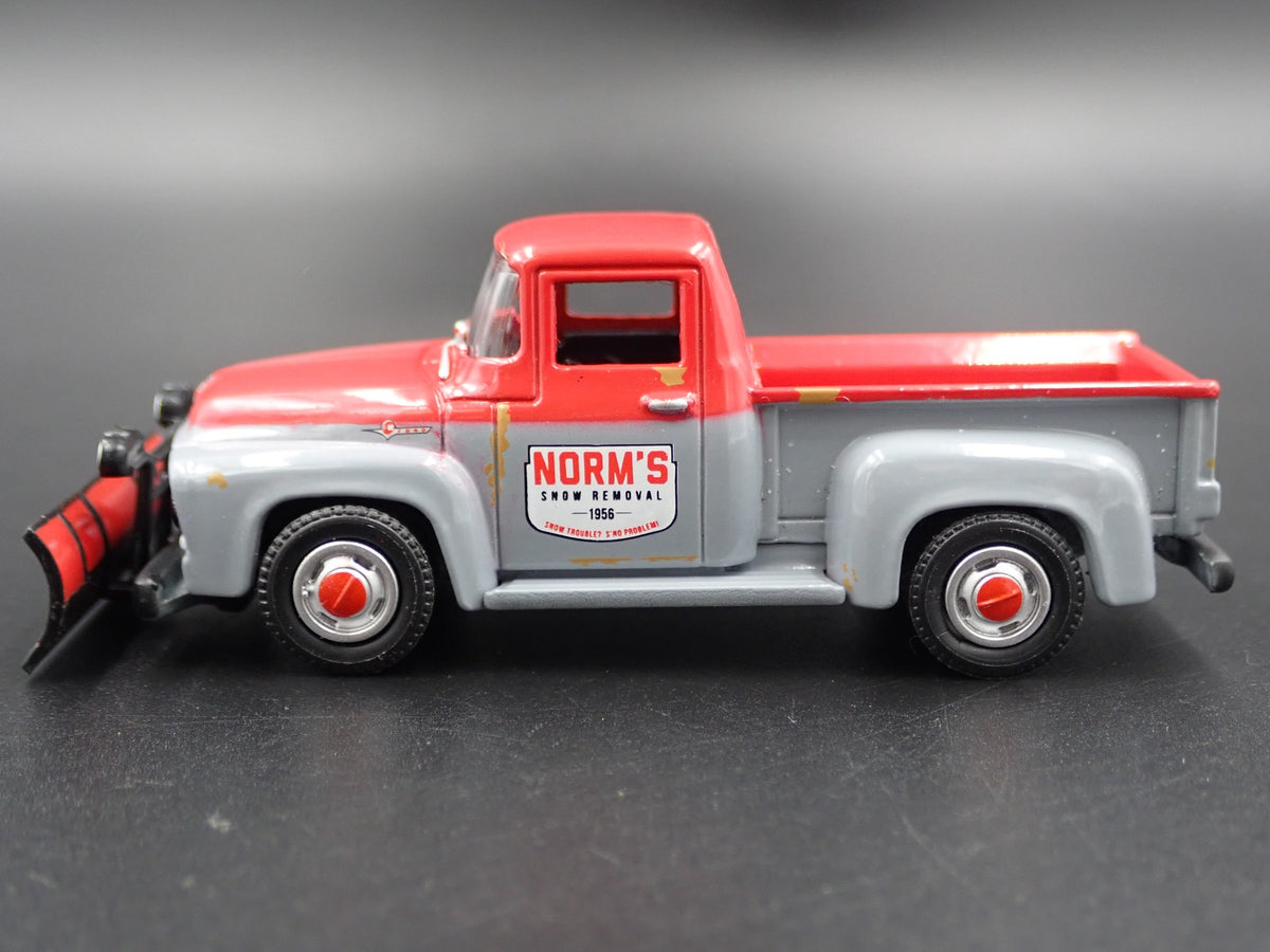 1956 56 FORD F100 PICKUP TRUCK SNOW PLOW RARE 1:64 SCALE DIECAST MODEL CAR-Burning Rubber Toy Company