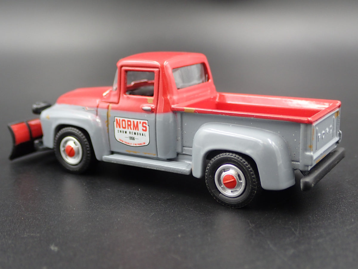 1956 56 FORD F100 PICKUP TRUCK SNOW PLOW RARE 1:64 SCALE DIECAST MODEL CAR-Burning Rubber Toy Company