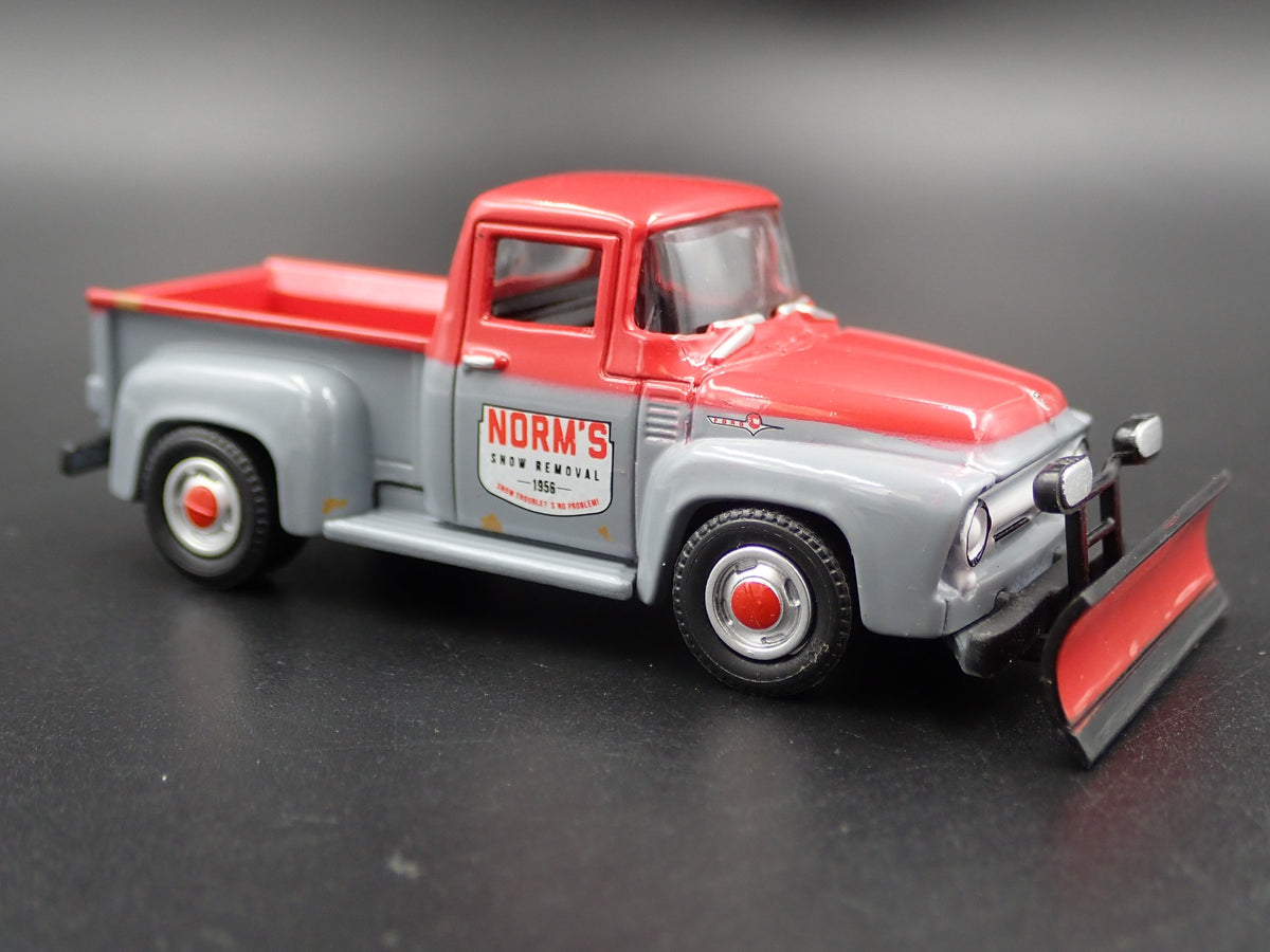 1956 56 FORD F100 PICKUP TRUCK SNOW PLOW RARE 1:64 SCALE DIECAST MODEL CAR-Burning Rubber Toy Company