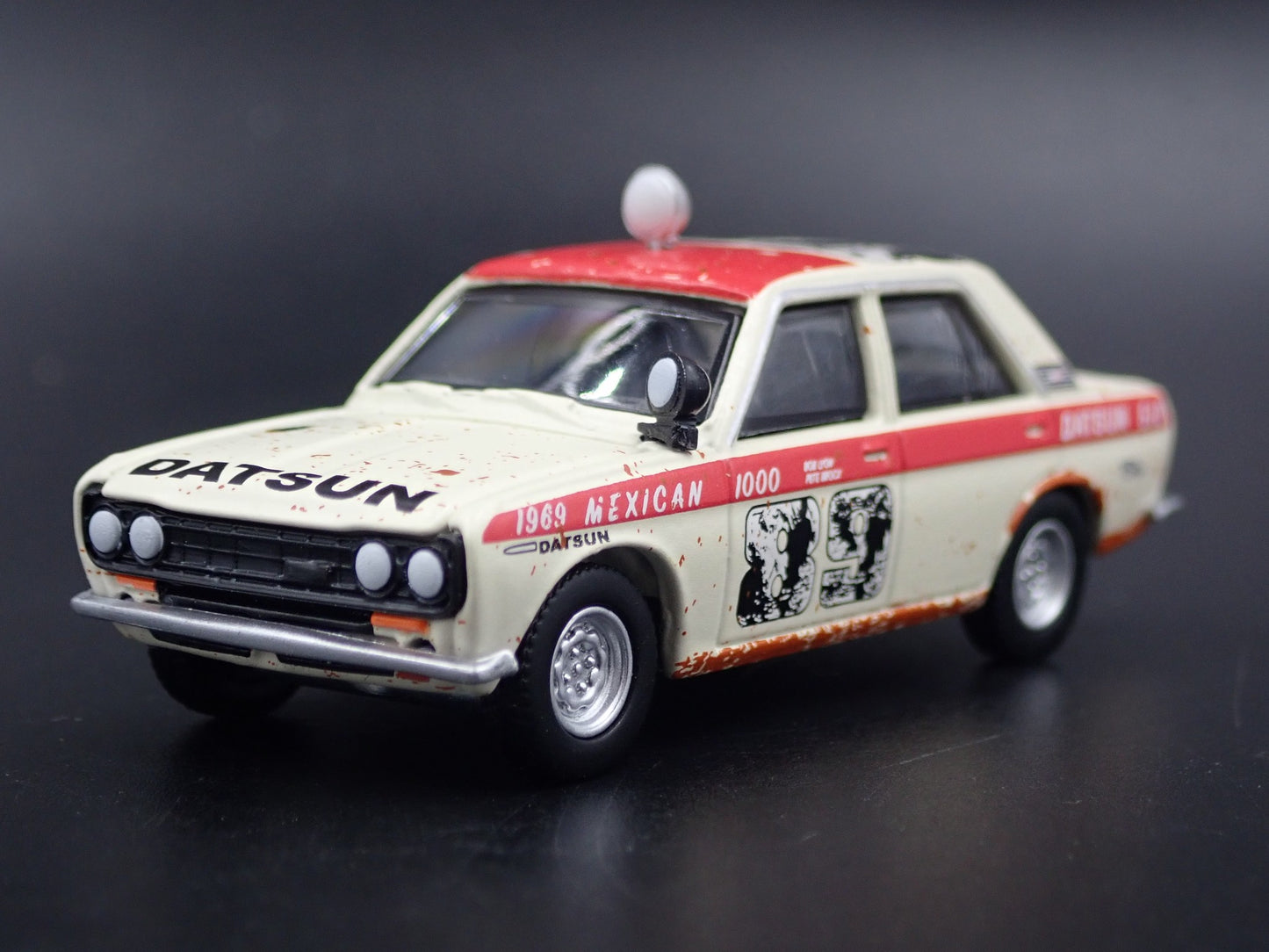 1967-1973 DATSUN 510 SEDAN 4 FOUR DOOR BRE MEXICAN RALLY 1:64 DIECAST MODEL CAR