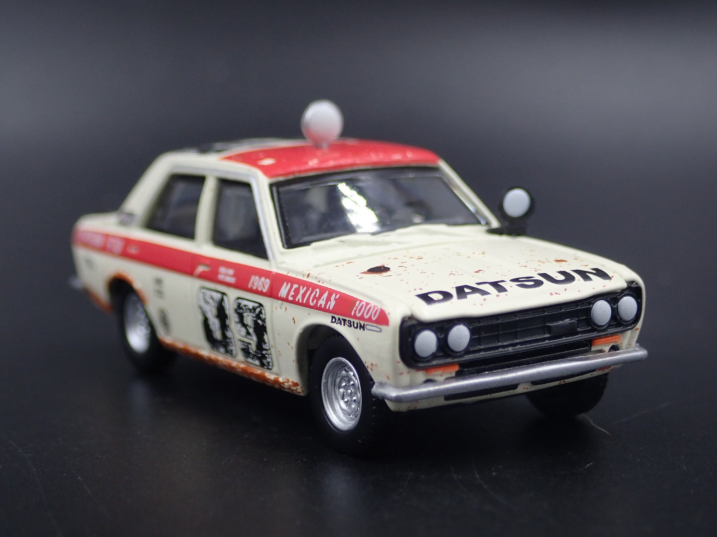 1967-1973 DATSUN 510 SEDAN 4 FOUR DOOR BRE MEXICAN RALLY 1:64 DIECAST MODEL CAR