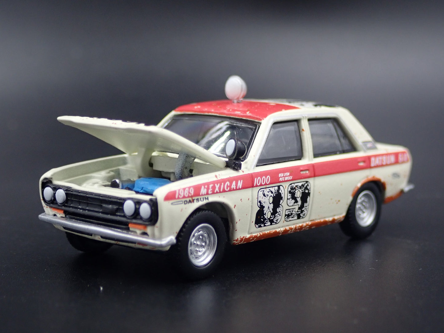 1967-1973 DATSUN 510 SEDAN 4 FOUR DOOR BRE MEXICAN RALLY 1:64 DIECAST MODEL CAR