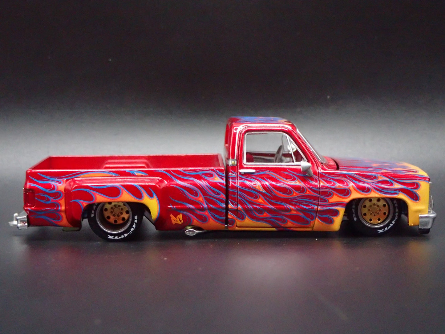 CHEVROLET SILVERADO DUALLY KAIDO FIRE V1 SQUAREBODY TRUCK 1/64 DIECAST MODEL CAR