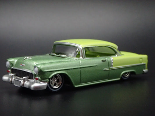 1955 55 CHEVY CHEVROLET BEL AIR GREEN 1:64 SCALE DIORAMA DIECAST MODEL CAR