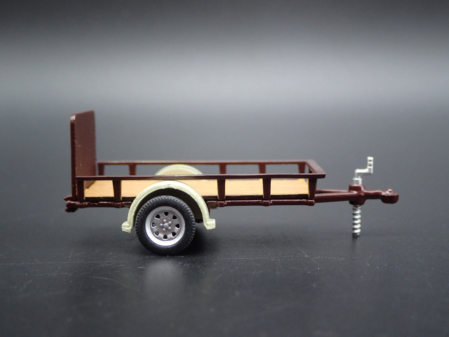 UTILITY TRAILER RUBBER TIRES with WORKING RAMPS 1:64 SCALE DIORAMA DIECAST MODEL