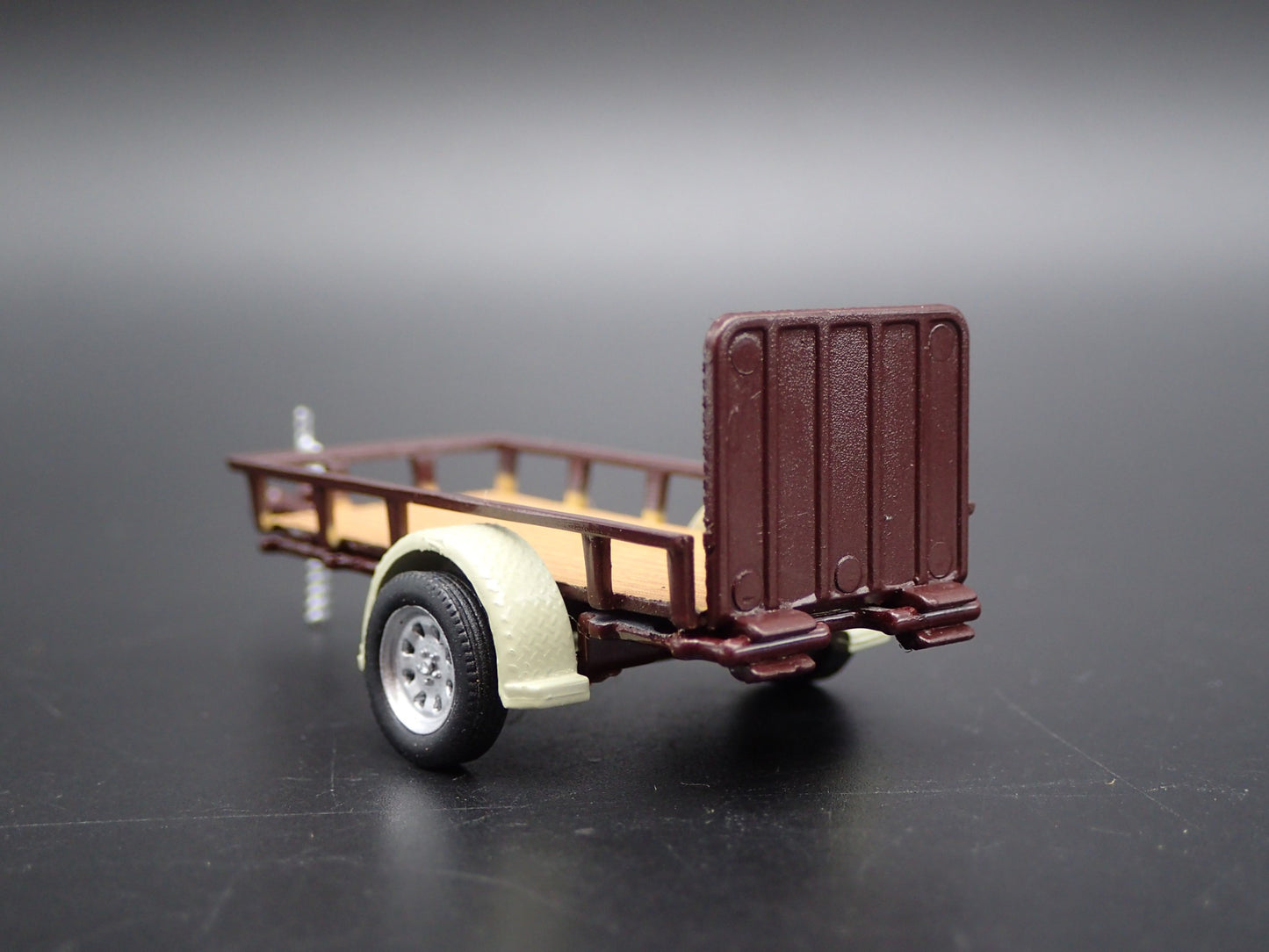 UTILITY TRAILER RUBBER TIRES with WORKING RAMPS 1:64 SCALE DIORAMA DIECAST MODEL