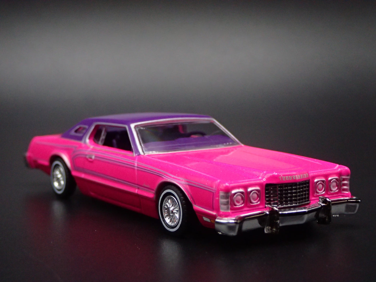 1975 75 FORD THUNDERBIRD LOWRIDER PINK 1:64 SCALE COLLECTIBLE DIECAST MODEL CAR