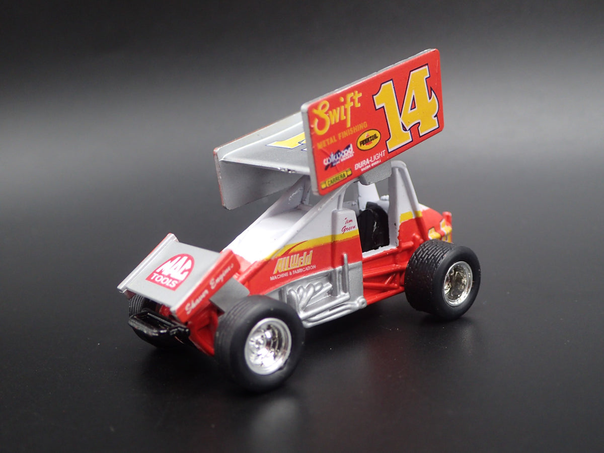 SPRINT CAR #14 TIM GREEN SWIFT METAL FINISH 1:64 SCALE DIORAMA DIECAST MODEL CAR-Burning Rubber Toy Company