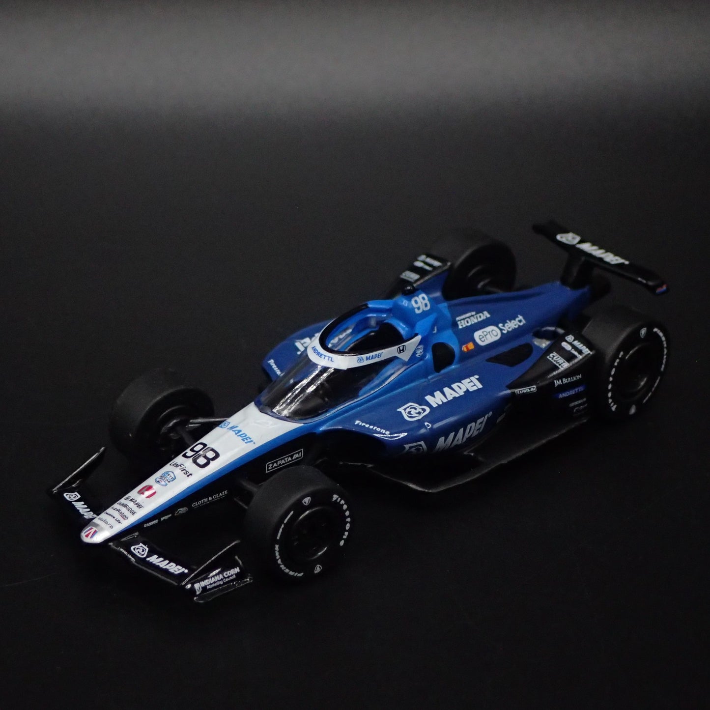 2024 INDY CAR RACING HONDA #98 MARCO ANDRETTI MAPEI 1:64 SCALE DIECAST MODEL CAR