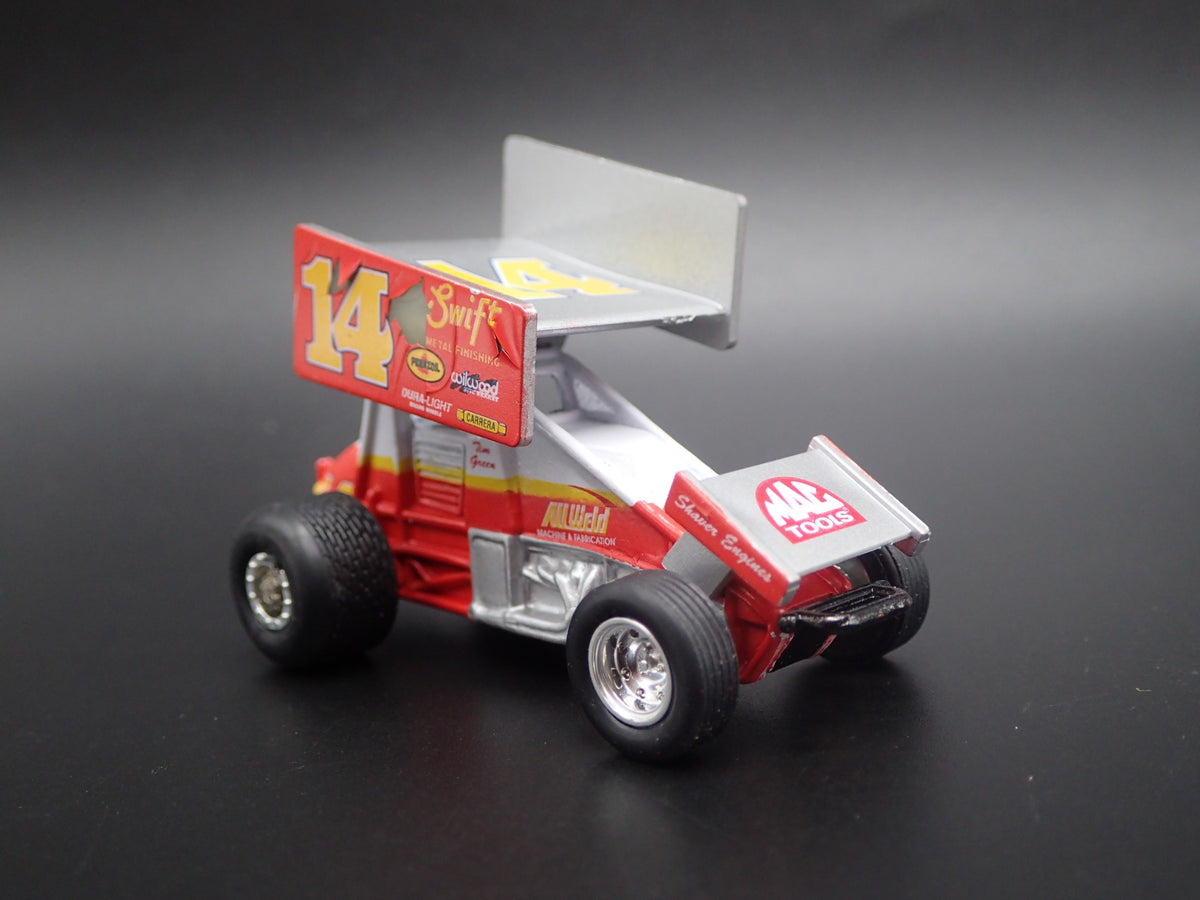 SPRINT CAR #14 TIM GREEN SWIFT METAL FINISH 1:64 SCALE DIORAMA DIECAST MODEL CAR-Burning Rubber Toy Company