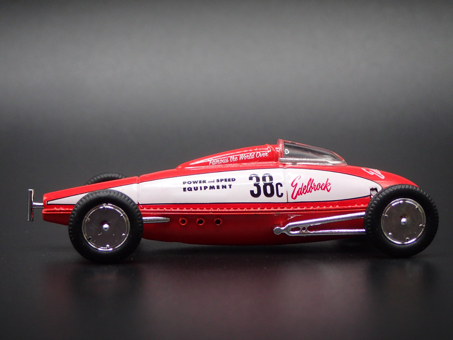 VINTAGE RACING 1938-1950 BELLY TANKER EDELBROCK RED 1/64 SCALE DIECAST MODEL CAR