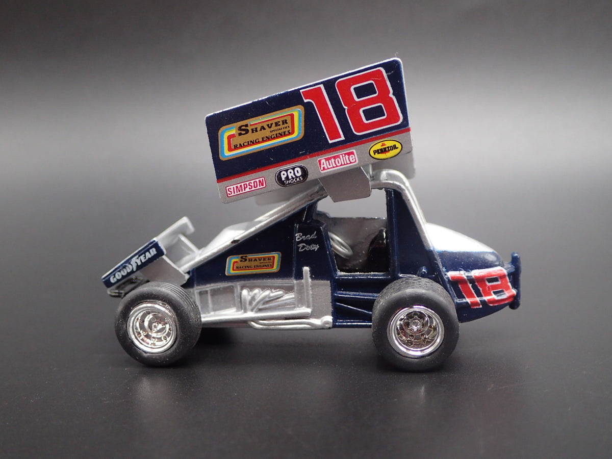 SPRINT CAR #18 BRAD DOTY GOODYEAR SHAVER 1:64 SCALE DIORAMA DIECAST MODEL CAR-Burning Rubber Toy Company