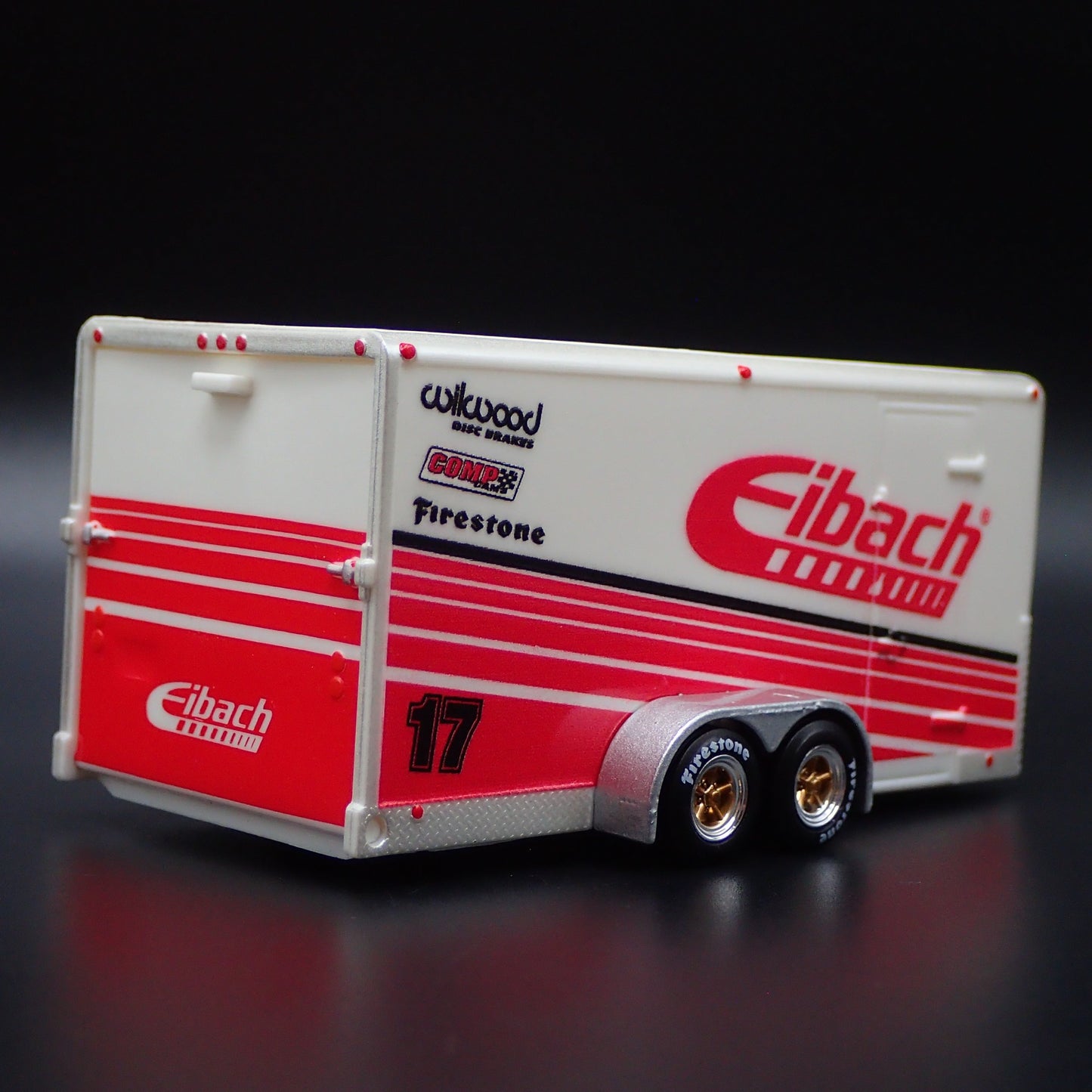 EIBACH ENCLOSED CAR TOY HAULER TRAILER OPENING DOOR W/ HITCH 1:64 SCALE MODEL