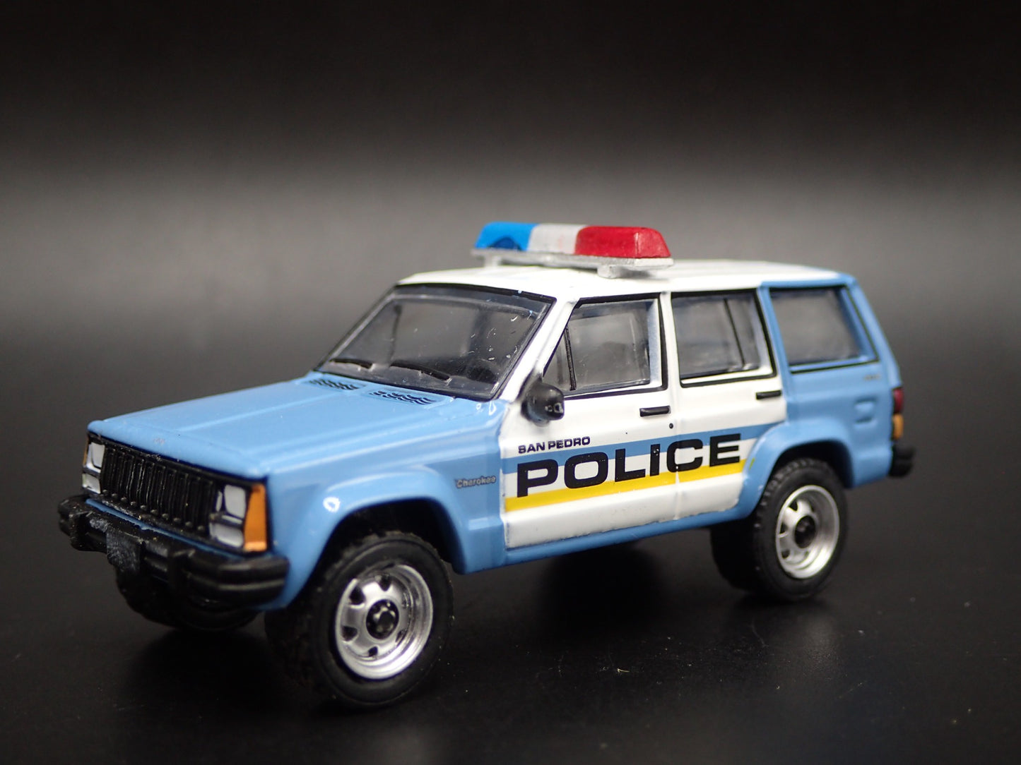 JEEP CHEROKEE XJ SPORT 4 DOOR SAN PEDRO CA POLICE 1:64 SCALE DIECAST MODEL CAR