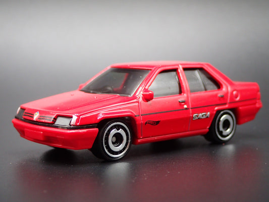 1985-1992 PROTON SAGA 4 FOUR DOOR RED 1:64 SCALE DIORAMA DIECAST MODEL CAR